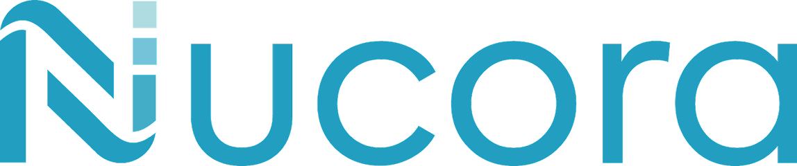 Nucora wordmark — color on dark